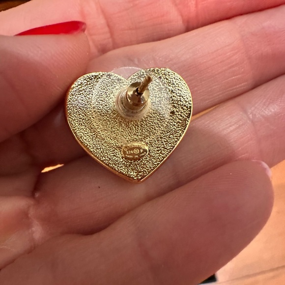 CHANEL blue/gold Enamel & Metal Heart Earrings 💙 - Picture 6 of 6